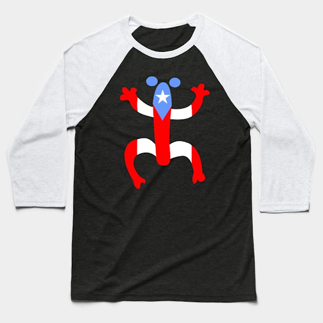 Puerto Rico Taino Coqui Boricua Flag Baseball T-Shirt by bydarling